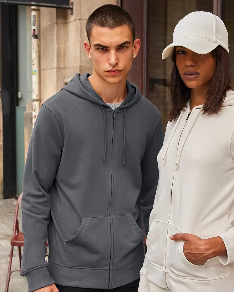 B&C Inspire Zipped Hood WU35B – męska bluza organic na zamek